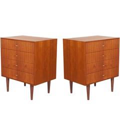 Danish Teak Night Stands, Pair