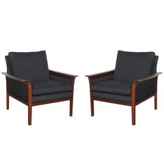 Scandinavian Rosewood & Black Chairs, Pair