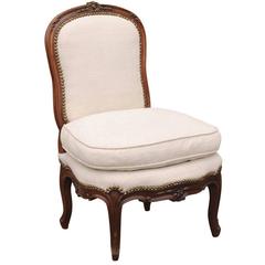 French 18th Century Louis XV Upholstered Slipper Chair Stamped Bernhard 6