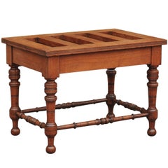 English Mahogany Luggage Rack from the Late 19th Century with Turned Legs