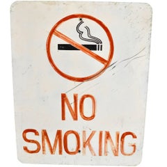Panneau vintage peint à la main « No Smoking Sign » (non fumant)