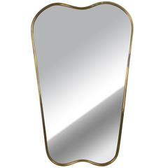 Wall Mirror Brass Frame 1950s 