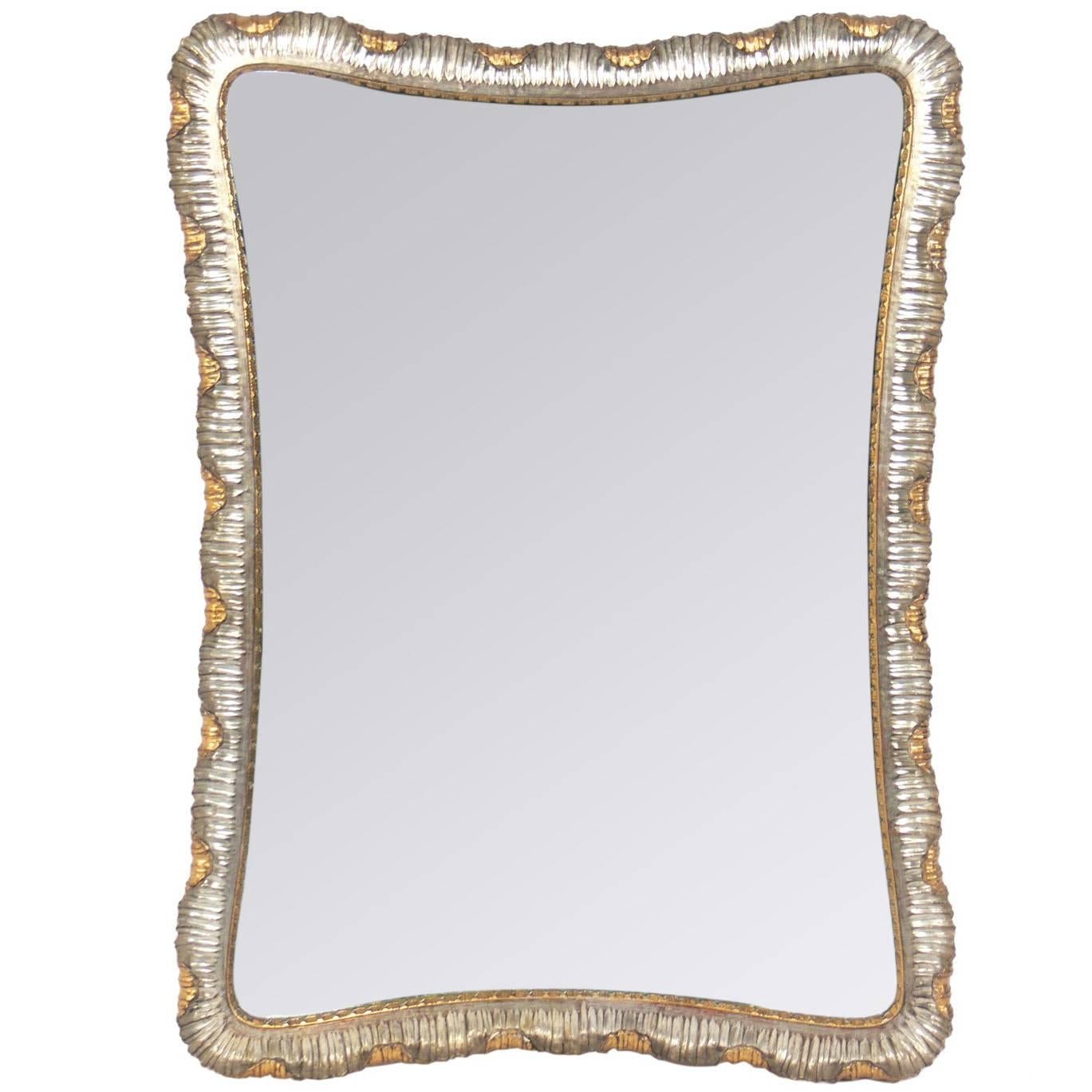 Silver and Gold Leafed Venetian Scalloped Mirror