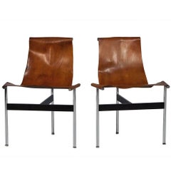 Vintage Pair of William Katavolos Leather Sling T-Chairs