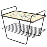 Abstract Design Glass Top Wire Shelf Mid-Century Modern Side Table Tray