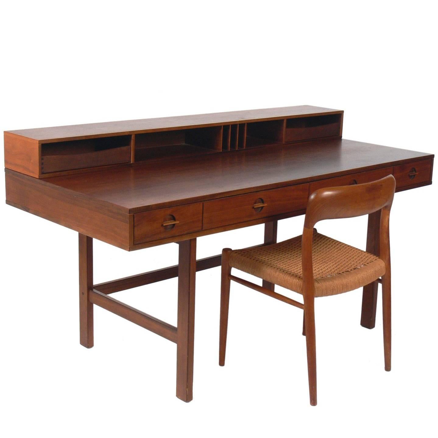 Clean Lined Architectural Danish Modern Desk and Chair by Quistgaard & Moller