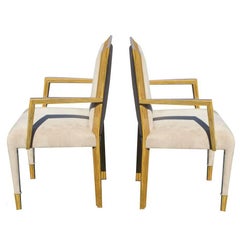 Eight Zebrawood Dining Chairs in Suede