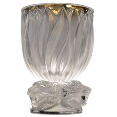 French Lalique "Three Jaguars" Vase with Original Box