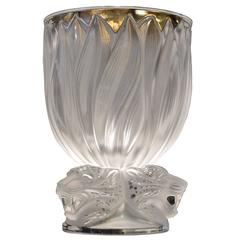 French Lalique "Three Jaguars" Vase with Original Box