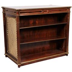 Antique Fine Bronze Banded Mahogany Directoire Style Double Sided Bar Cabinet