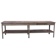 Large Vintage Metal Industrial Work Table