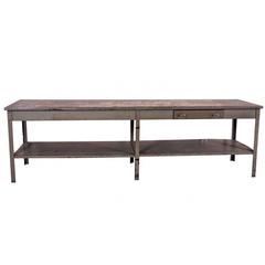 Large Vintage Metal Industrial Work Table