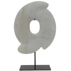White Stone Decorative Disc Sculpture, China, Contemporary 3