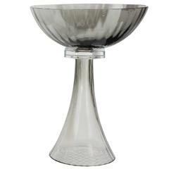 Murano Glass Modernist Bowl or Vase in Handblown Smoked Glass 11