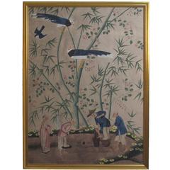 Framed Chinese Wall Paper Panel