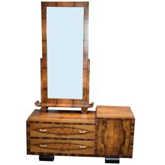 1930s Art Deco Italian Walnut Cheval Mirror 3