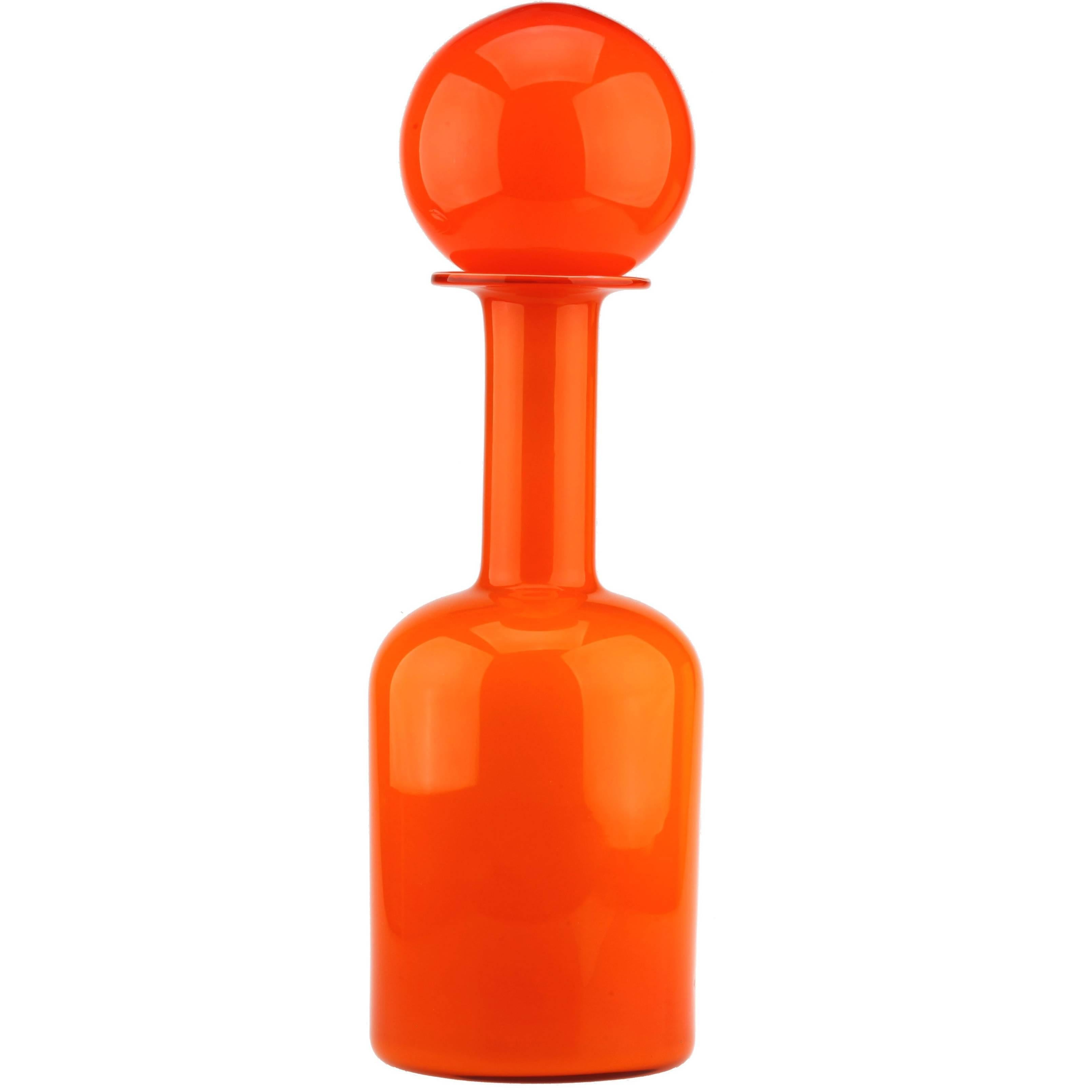 Danish Orange Glass Vase by Otto Brauer for Holmegaard, 1960s at 1stDibs