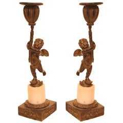 19th Century Regency Pair of Bronze Candlesticks