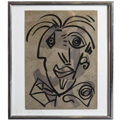 Antique Peter Robert Keil, 'Pablo Picasso', Paint on Board, Signed