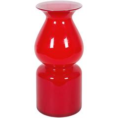 Vintage Manner of Per Lutken for Holmegaard Red Cased 'Carnaby' Style Glass Vase