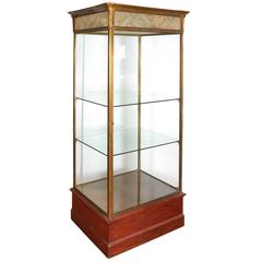 Vintage Art Deco Era Illuminated Glass and Brass Vitrine