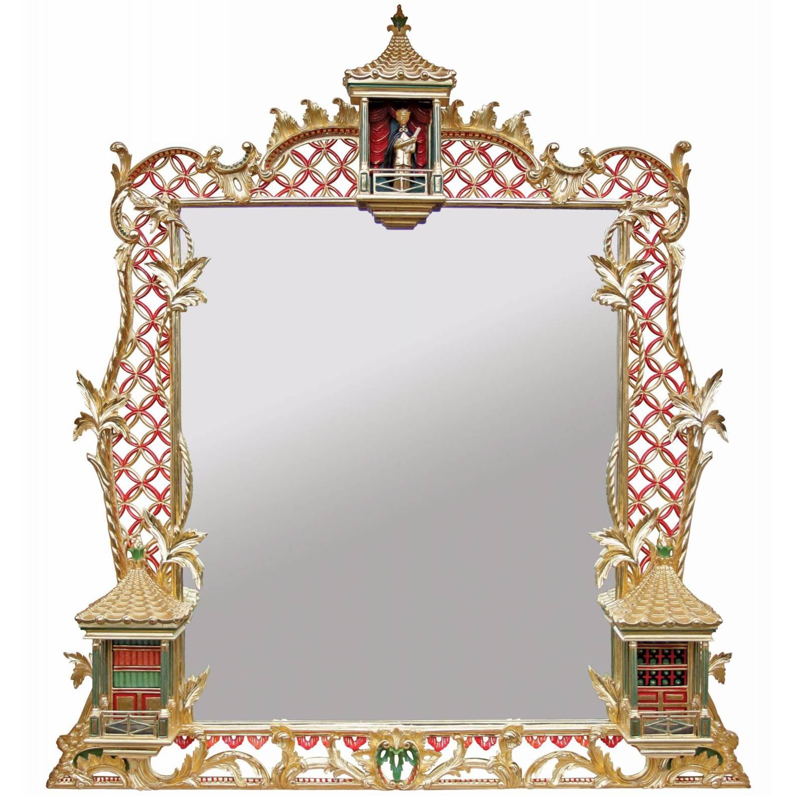 Water Gilded Etched Over-Mantel Mirror For Sale