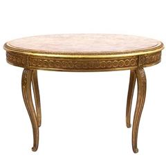 Italian Louis XVI Style Giltwood Oval Table with a Marble Top, 19th Century 7