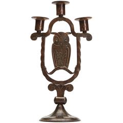 Viennese Secessionist Hugo Berger Owl Candlestick, circa 1900 8