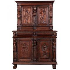 French 17th Century Carved Late Renaissance Cabinet