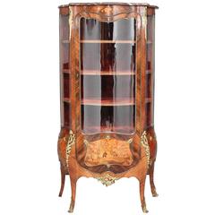 19th Century French Kingwood and Marquetry Display Cabinet