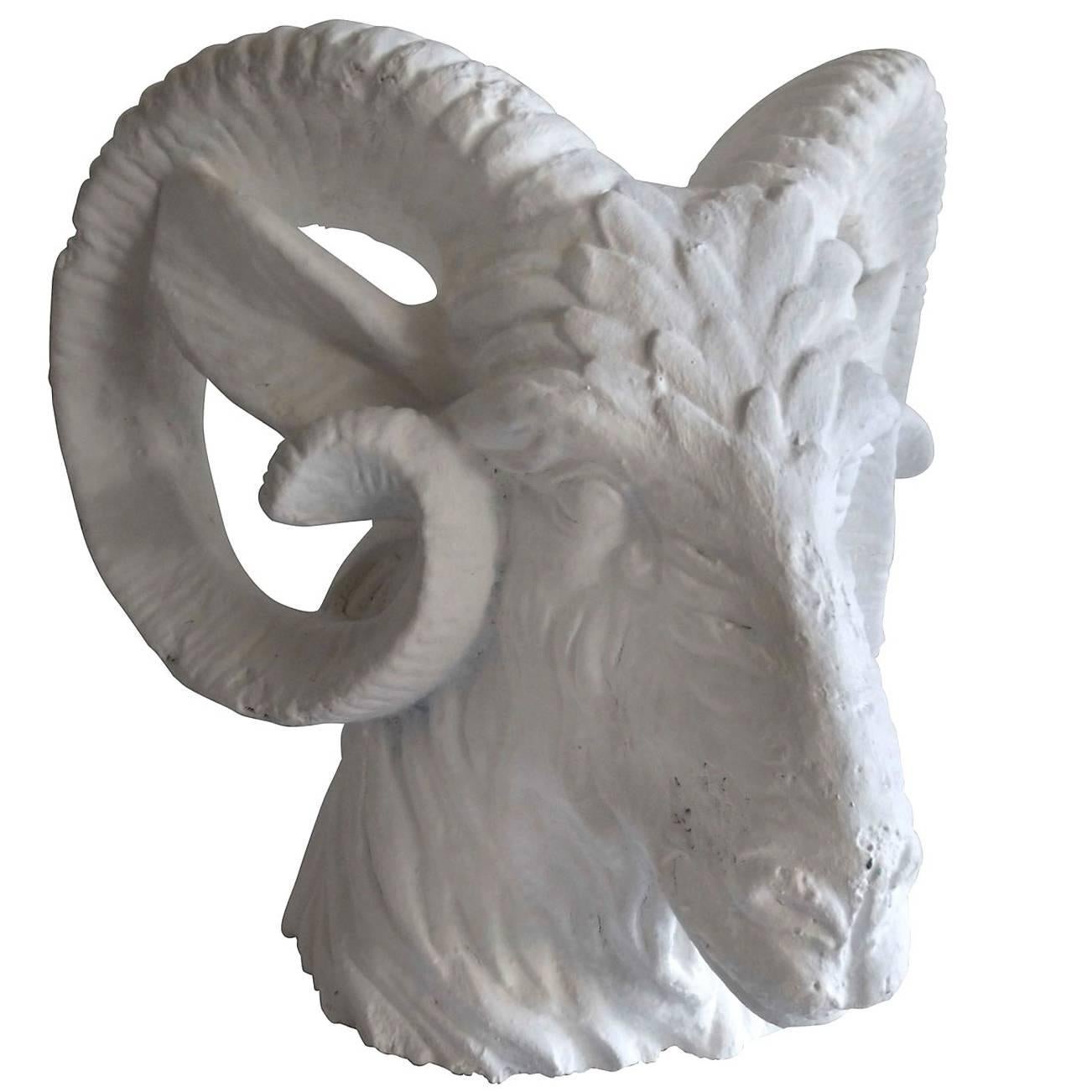 Mid-Century Italian Plaster Ram's Head