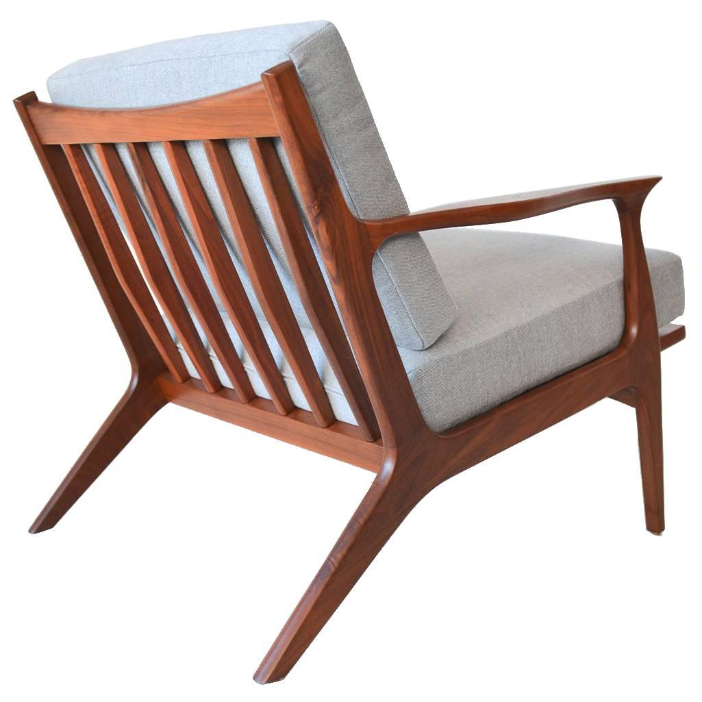 Sculpted Walnut Spindle Back Lounge Chair, circa 1960