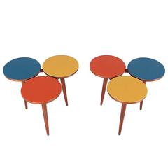 Greta M. Grossman Style Side Tables with Multi-Color Tops