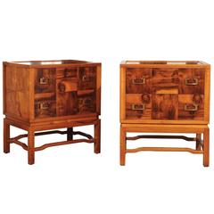 Breathtaking Pair of Parquetry Commodes by Ray See