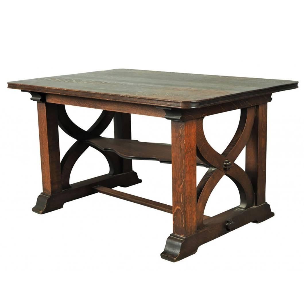 Antique Oak Library Table