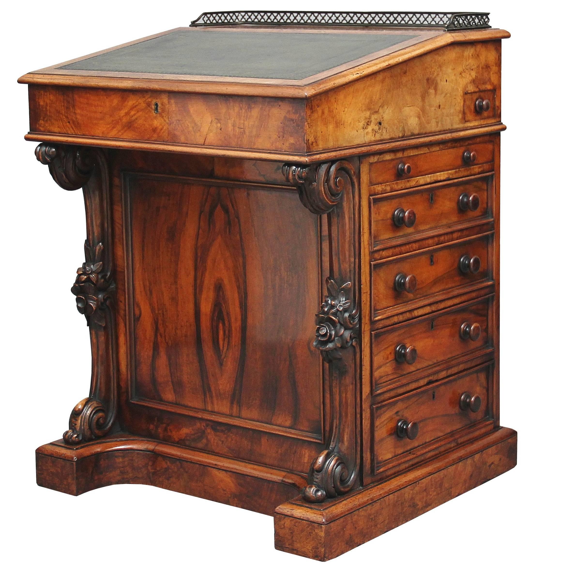 19th Century Early Victorian Walnut Davenport Desk at 1stDibs