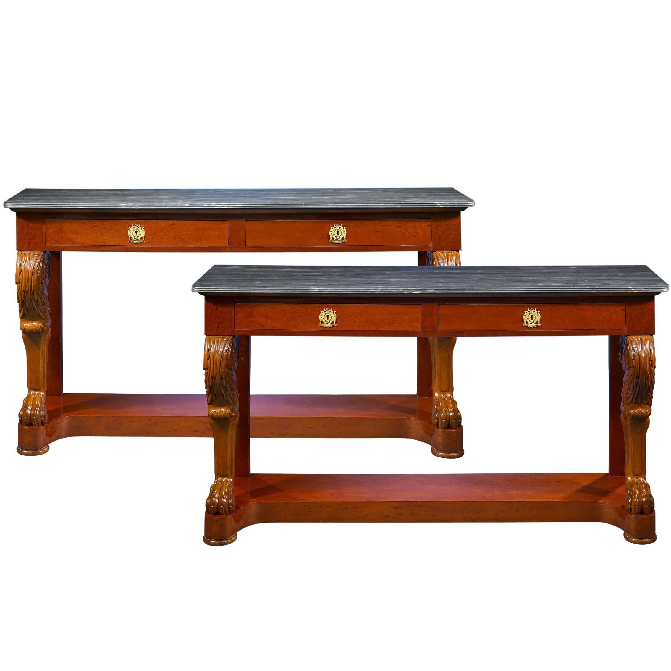 Pair of 19th Century Marble-Topped Console Tables