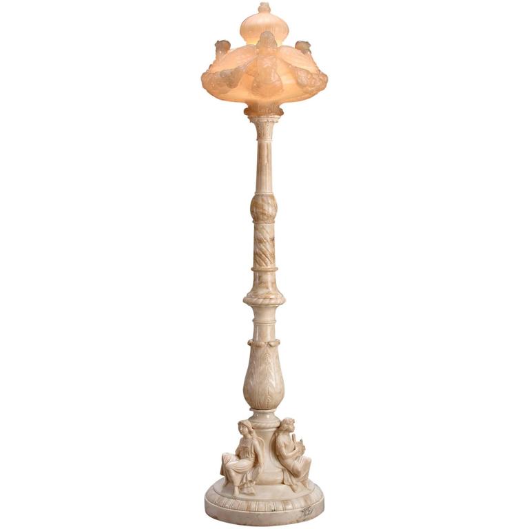 Art Nouveau Style Alabaster Floor Lamp For At 1stdibs Art Nouveau Style Alabaster Floor Lamp For