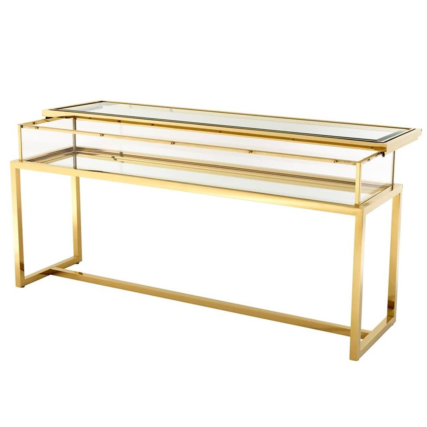 Slide Console Table in Gold Finish