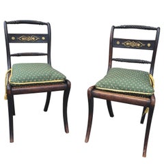 Pair of Circa 1820 English Regency Side Chairs, of the Period, Cane Seat