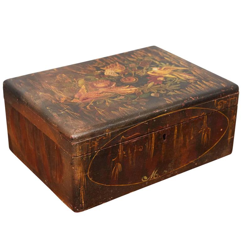 American Folk Art Painted Box For Sale at 1stDibs