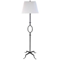 Vintage Iron Floor Lamp Attributed to Poillerat by Mattaliano with Gilt Finish