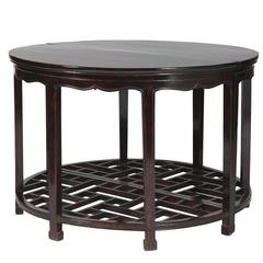 Antique Pair Chinese Demilune 'Half Moon' Tables Lattice/Fret Panels Chinoiserie 4