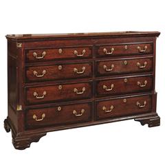 Antique English Oak Mule Chest with Pilaster Corners, Early 19th Century