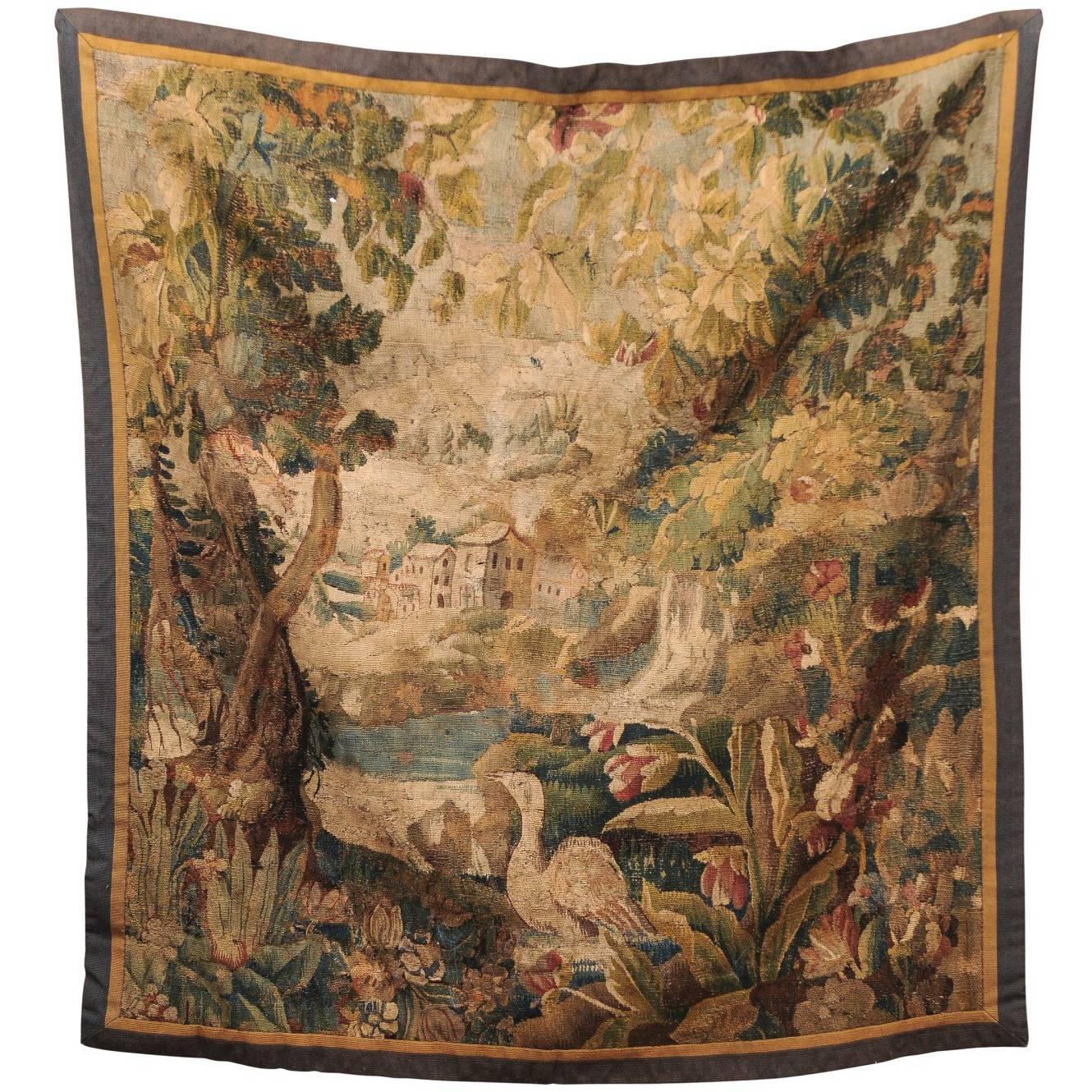 18th Century French Aubusson Tapestry of Village through the Trees