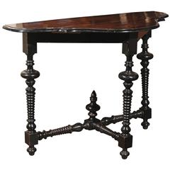 18th Century Walnut Louis XIII Style Serpentine Console Table, Italy 12