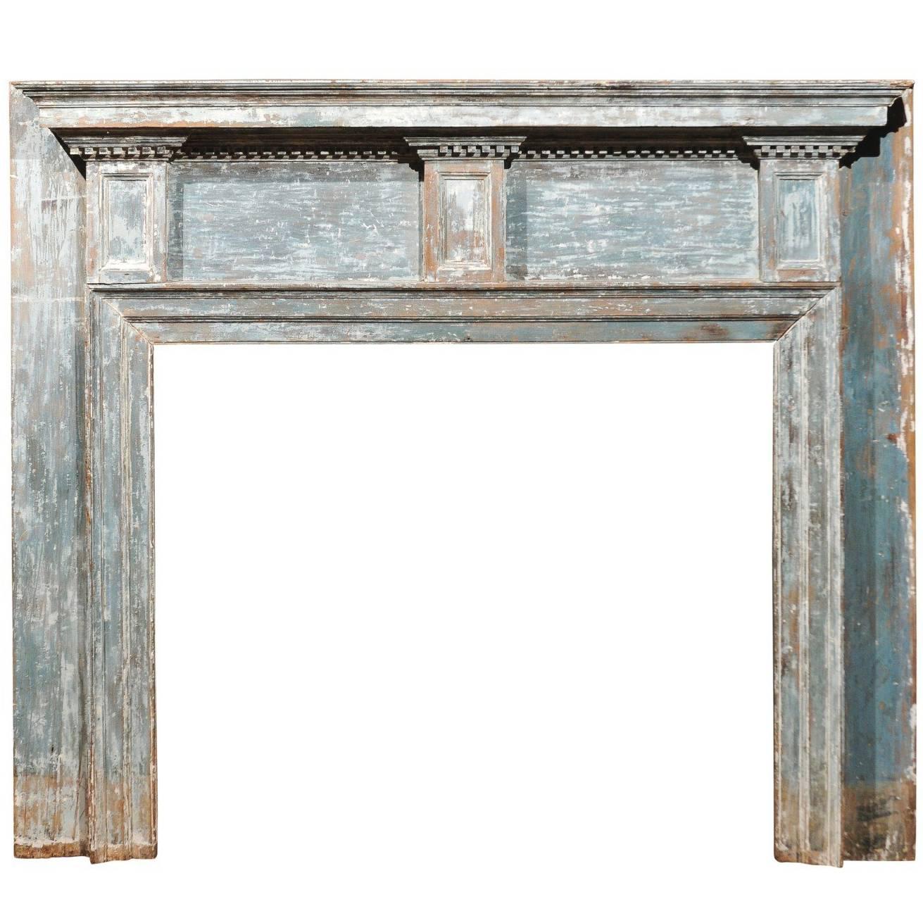18th Century, American Federal Painted Blue Mantel