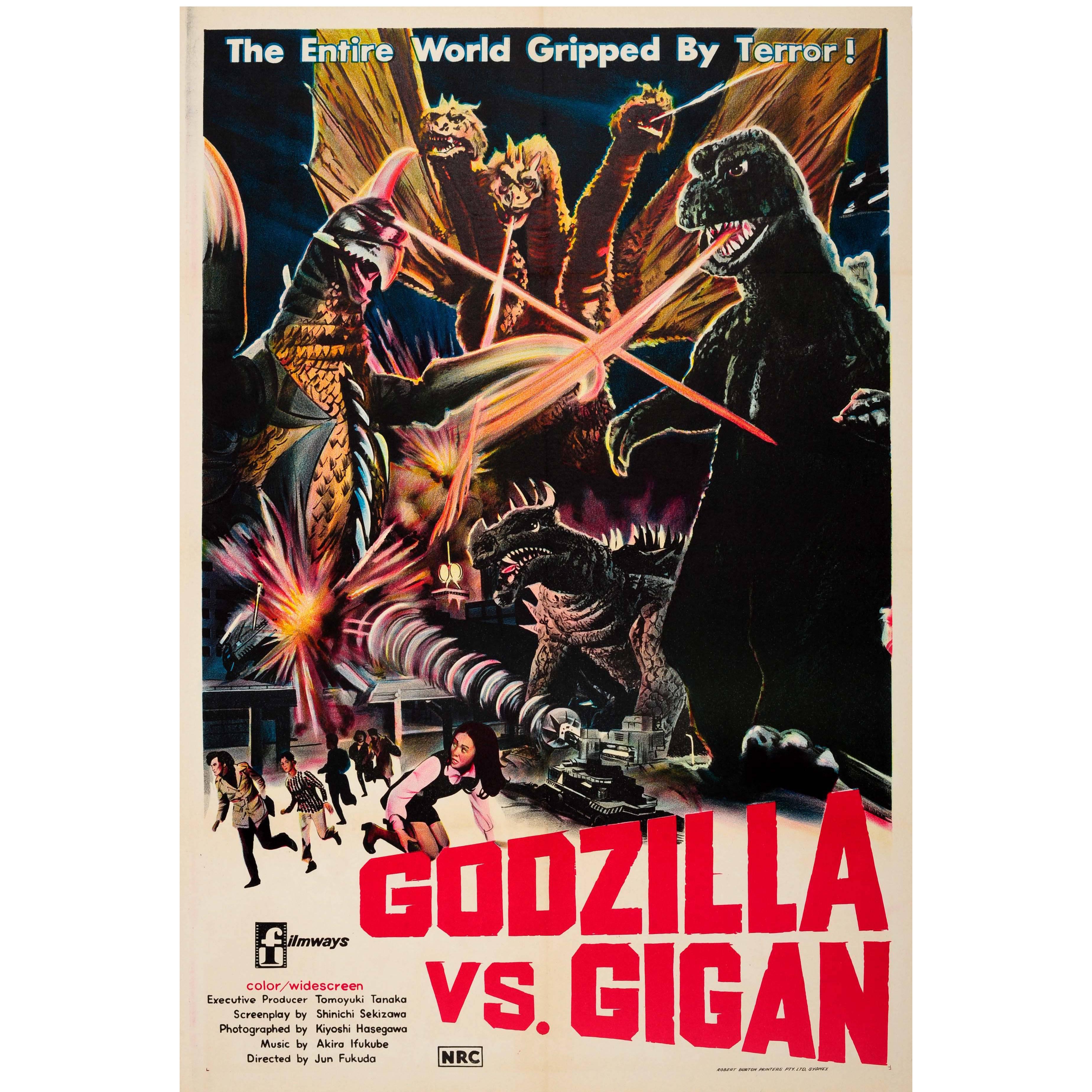 Affiche originale du film vintage pour la sortie en Australie de Godzilla Vs. Gigan