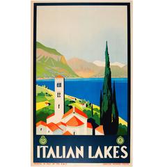 Original Vintage Enit Travel Advertising Poster for the Italian Lakes