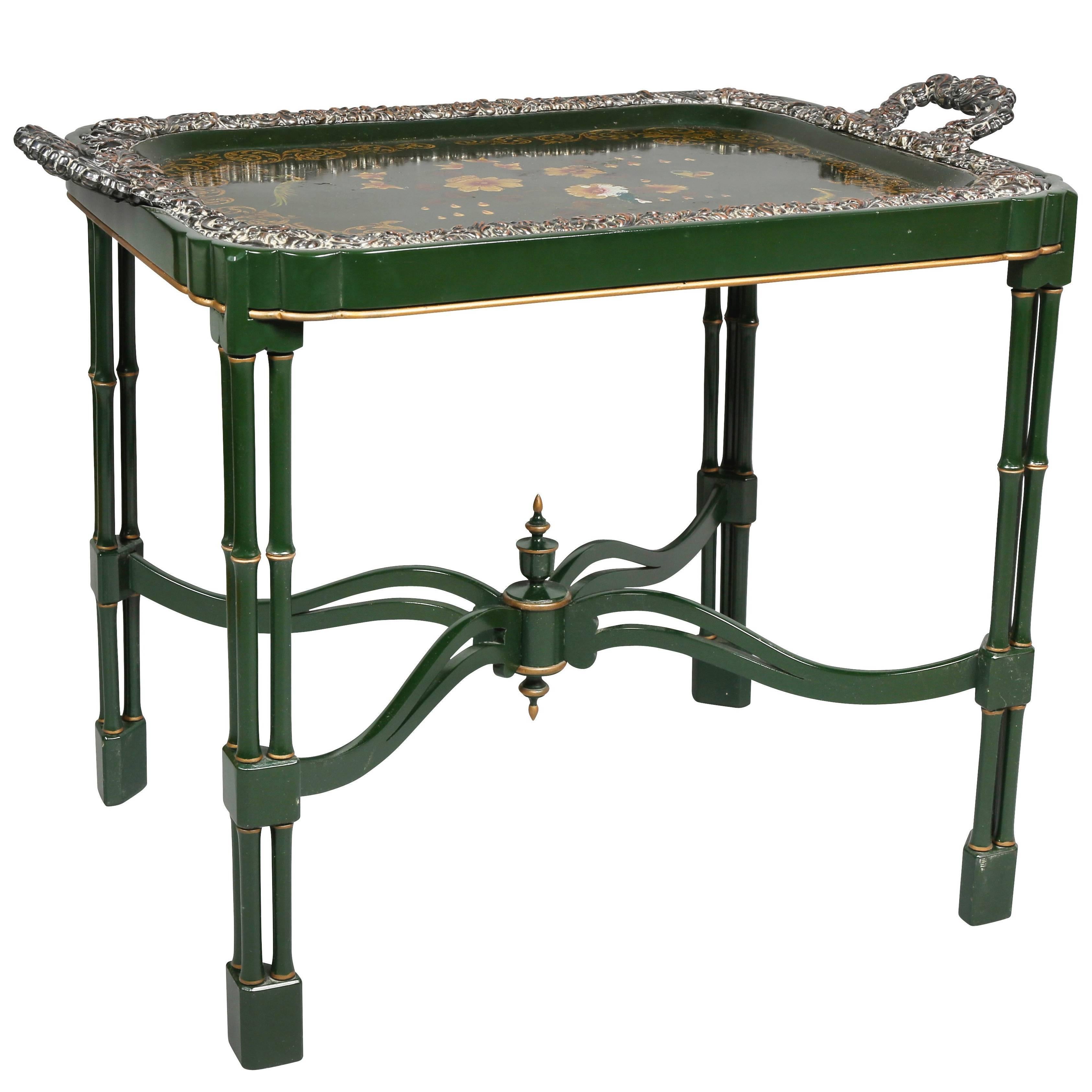Victorian Papier Mâché and Silver Plate Tray Table